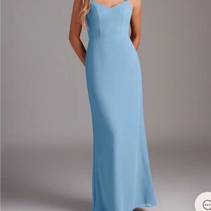 Azazie Denice Steel Blue Maxi Dress